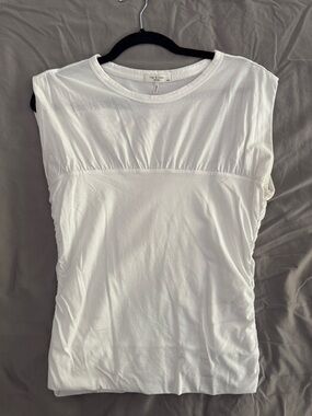 rag & bone White Cap-Sleeve Tank with Gathered Chest